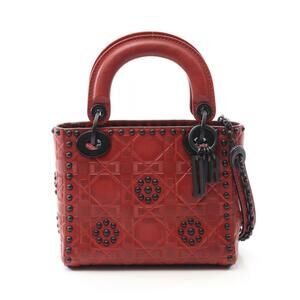 Dior Lady Handbag Leather Red